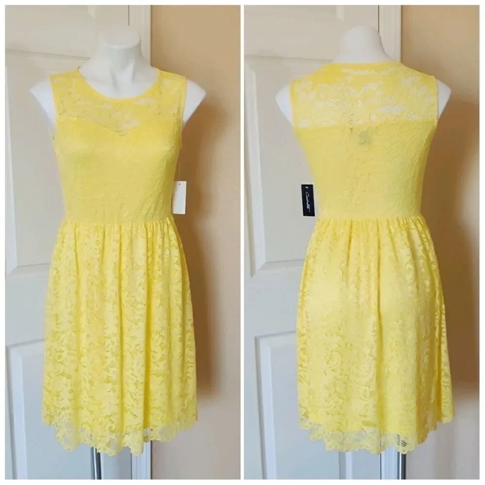 Candalite retro lace overlay sleeveless dress sz S